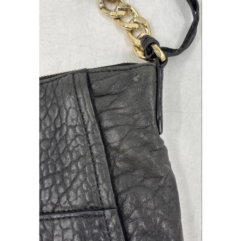 Michael Kors Black Pebbled Leather Gold Studded Shoulder Handbag Purse - Picture 7 of 11